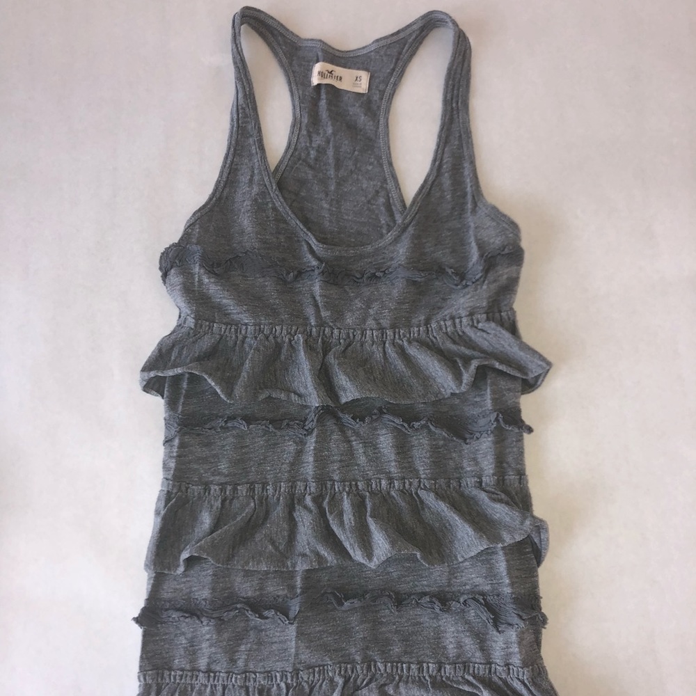 XS Hollister Grey Ruffled Tank